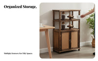 hardwood Wood Frame Rattan Door Cupboard Vintage design 2-Door Rattan Chest Multifunctional Storage Cabinet Minimalist Design for Apartment Dwellers, Homeowners, Renters, Bedroom, Living Room, Entryway, Hallway