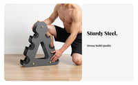 Stable Triangular Design 3 Tier Dumbbell Rack Long-Lasting Steel Construction Triangular Frame Dumbbell Stand Heavy Duty Tiered Weight Storage Stand Space Saving for Home Gym