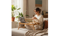 Bed Table with Folding Legs Lightweight Bed Tray with Folding Legs Sustainable Bamboo Portable Desk for Floor