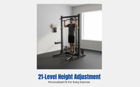 Power Rack, Multi-Function Half Frame, Home Gym Equipment, Leg Press, Bench Press, Shoulder Pulldown, Row, Adjustable, Heavy Duty