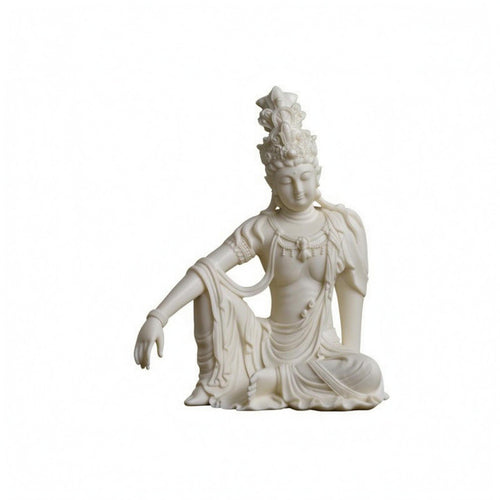 Seated Guanyin Statue Chinese Zen Style Guanyin Statue Detailed Robes for Home