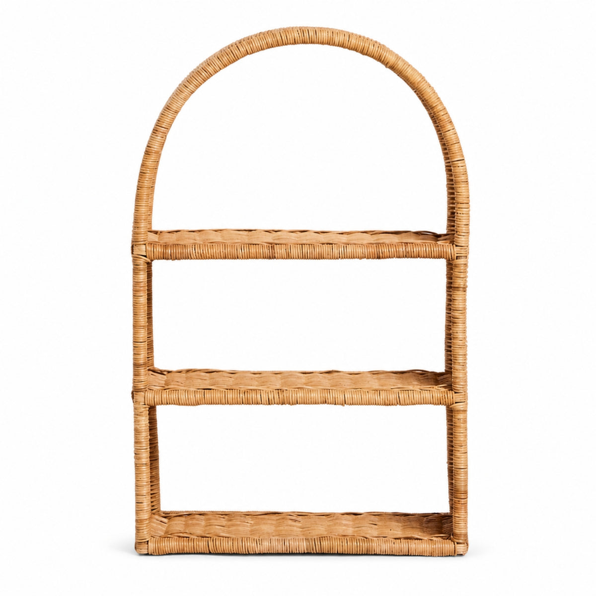 Wicker Wall Shelf Woven Three-Tier Wall Shelf Space-Saving Furniture for Living Room