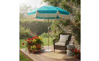 Tassel Beach Umbrella Water Resistant Canopy Tassel Fringe Umbrella Waterproof Fringed Garden Parasol for Patio, Poolside