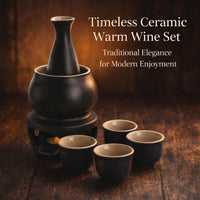 Ceramic Wine Warmer Set, 7-Piece Minimalist Japanese Style