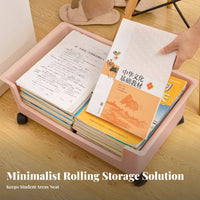 Wheeled Student book container adaptable under-table Storage container Stackable Design