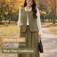 Midi Skirt Two Piece Sets for Women with Sleeveless Vest Top, Matching Lounge for Office Wear and Work, Plus Size Available up to 6XL