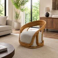 Rattan Chair, Lounge Chair, Single-seat Chair, Wicker Chair, With Armrests, High Back, For Hotel Lobby, Living Room