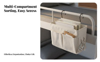 No-Drill Installation Bedside Hanging Basket Foldable Bedside Storage Bag Space Saving for University Students, Adults, Bedroom, Office