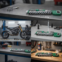 Industrial Socket Wrench Kit with Case Reversible Ratchet Wrench Set with Sockets Portable Ratchet Compatible for DIYers