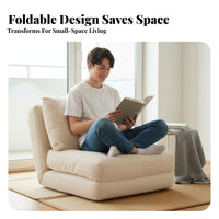 Fold-Expandable Single Bed Chair Lazy Sofa Transformable Sleeper Chair Cleanable Cover Easy Setup for Students, Young Adults