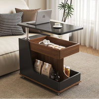 Adjustable Sofa Side Table with Rotating Top Mobile Laptop Cart Coffee Table Storage Cart Built-in Speaker and USB Port for Daily Use Suitable for Apartment Dwellers Living Room Home Office Bedside