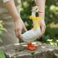 Goose Ornament with Hat Resin Garden Goose Statue Decorative Garden Statue for Gardeners, Homeowners, Yard, Patio, Flower Bed