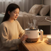 Multi-Function Electric Pot Nonstick Steam and Cooking Pot Multifunction Electric Cooker with Glass Lid for Students, Small Kitchen, Dorm Room