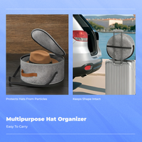 Hat Organizer Box Large Capacity Fabric Bin Carry Strap Sturdy Handles for Travelers, Adults, Wardrobe, Entryway, Under Bed