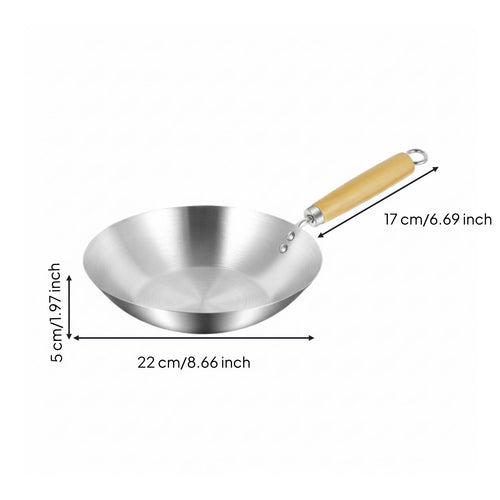 Stainless Steel Wok No Coating Chinese Wok Rust Resistant for Chefs