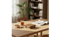 Wooden Drink Mat with Wheels Nordic Design Square Wood Trivet on Wheels