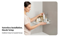 Drillwithout Drilling Installation Corner Shower Organizer No Drilling Corner Shelf Space-Saving Bathroom Accessory Rust-Proof for Renters, Homeowners, Students, Washroom, Dorm Room, Kitchen