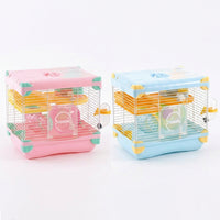 Double Layer Hamster Cage for Dwarf Hamster, Portable and Wire Multi Level Habitat, Two Tier Small Animal Habitat Suitable for Beginners