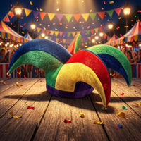 Four-Tipped Fool Hat Multicolor Patchwork Fool Hat Gold-Tone Tips Costume Accessory