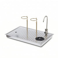 Coffee Rinsing Work Surface Built-in Cup Washer with Faucet Heavy Duty Tea Making Tray with Drain for Baristas