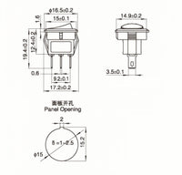 Rocker Switch KCD1 with LED, 12V 20A, Round Top Square Bottom, 20mm Hole