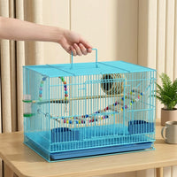 Pet Bird Cage for Small Birds, Foldable Breeder Cage with 1cm Bar Spacing, Indoor Home Habitat with Slide Out Tray, Single Level Cage Small Size