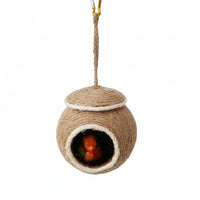 Handwoven Round Bird Nesting House Circular Entrance Rope Bird House Natural Tan Roosting Pocket Small Birds
