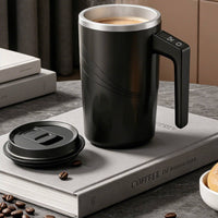 Automatic Stirring Coffee Mug with Temperature Display Insulated Electric Mixing Cup Digital Stirring Mug with Lid for Professionals, Commuters, Office, Travel, Kitchen