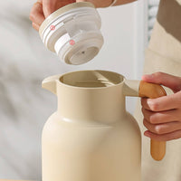 Long-Lasting Insulation Hot Water Dispenser Pot Large Capacity Thermal Container Leak-Proof Insulated Coffee Carafe Wooden Handle for Home, Office