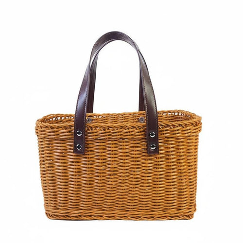 Basket with Handles Handwoven Shopping Basket Lightweight Portable Container