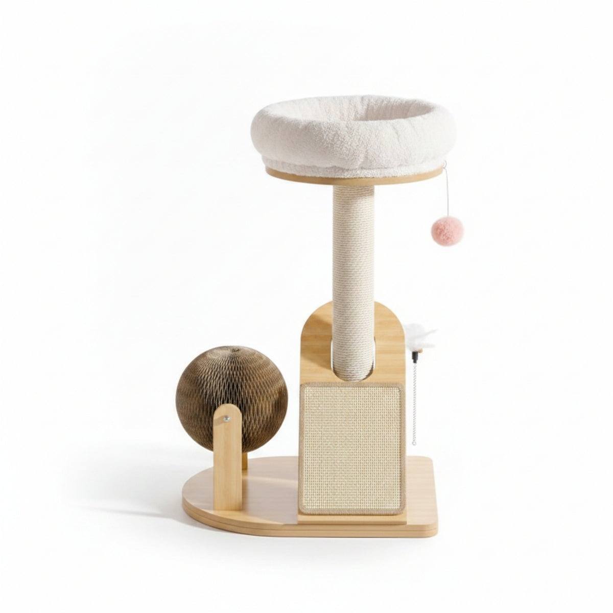 Cat Tree with Hanging Toys Sisal-Wrapped Cat Tree with Soft Perches Indoor