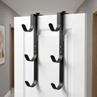 2 Pieces Easy to Install Fence Hanger with Adjustable Clamp Multi-Purpose Triple Hook Hanger Space-Saving Tool Holder Heavy Duty for Gardeners, Outdoor Patio, Backyard Garden