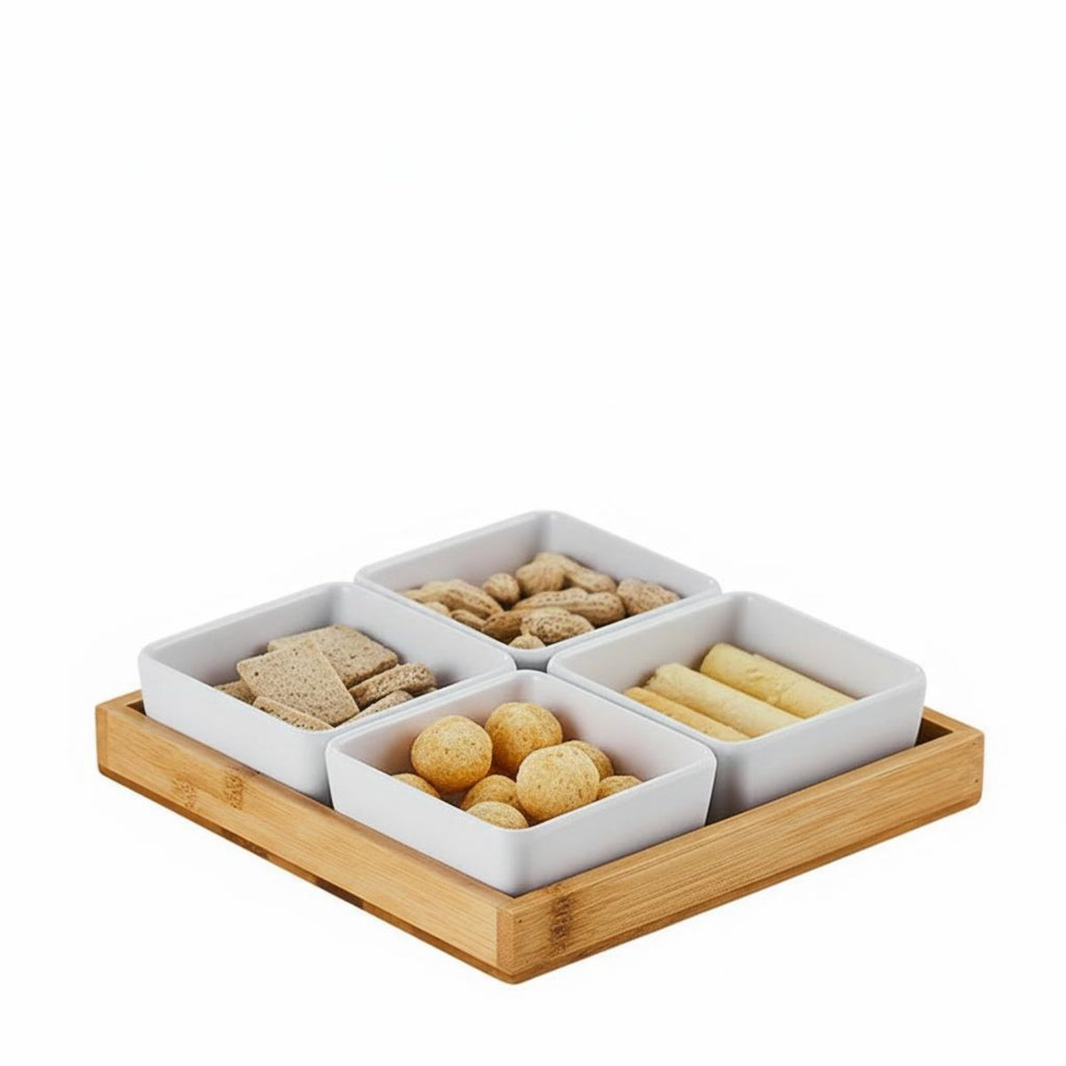 Compartmentalized Design Snack Platter with Stand Removable Dishes Multi-Compartment Food Platter Compartment Serving Dish Set Dishwasher Safe for Restaurants