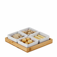 Compartmentalized Design Snack Platter with Stand Removable Dishes Multi-Compartment Food Platter Compartment Serving Dish Set Dishwasher Safe for Restaurants