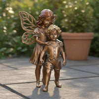 Sibling and Sister Fairy Figurine Creative Design Standing Children Sculpture