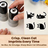 猫印章自助描线儿童教师动物图案日记 剪贴簿4件装圆形黑猫印章
