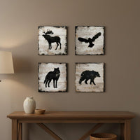 4 Pieces Wooden Creature Outline Plaques Nature Inspired for Bedroom