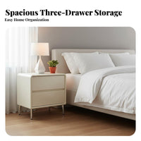 3-Drawer Rounded Nightstand Modern Design Home Furniture Compact Footprint