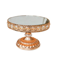 Cake Stand with Mirrored Golden-Toned Pedestal Cake Stand Ornate Display Centerpiece for Party Hosts