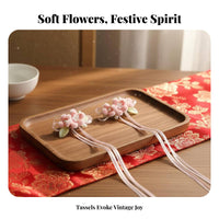 2 Pieces Soft Flower Hairpin Festive Design Traditional Attire Hair Accessory Chinese Design Tassel Hair Fastener Lightweight