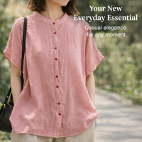 T Shirts for Women UK Linen Blend Blouses for Summer Beach Wear, Loose Fit Short Sleeve Casual Top, Plus Size Design