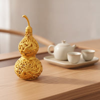 Brass Gourd Auspicious Brass Gourd Statue Hollow Tabletop Decor for Entryway