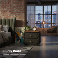 Storage Nightstand mid-centuryera Modern aesthetic Bedside Cabinet Leather-Like Surface