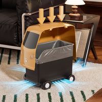 Plastic Pedal Trash Can with Wheels for Home Use