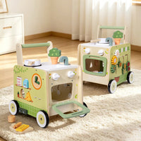 Wooden Multi-Functional Kitchen Walker Toy for Toddlers, Early Education Push Cart