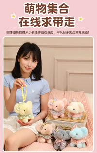 Cute Elephant Plush Toy with Keychain Attachment