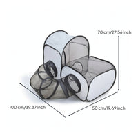 Ventilated Mesh Pet Playpen with Tunnel Portable Cat Tent with Tunnel Lightweight Foldable Dog Playpen Breathable for Cats, Travel
