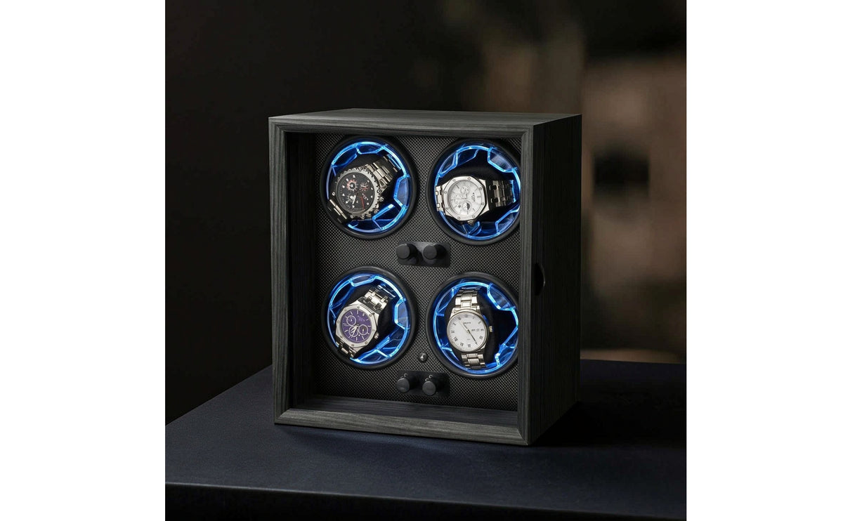 Vertical Watch Winder Cabinet Ebony-Grain Automatic Watch Winder Quiet Luxury for Office