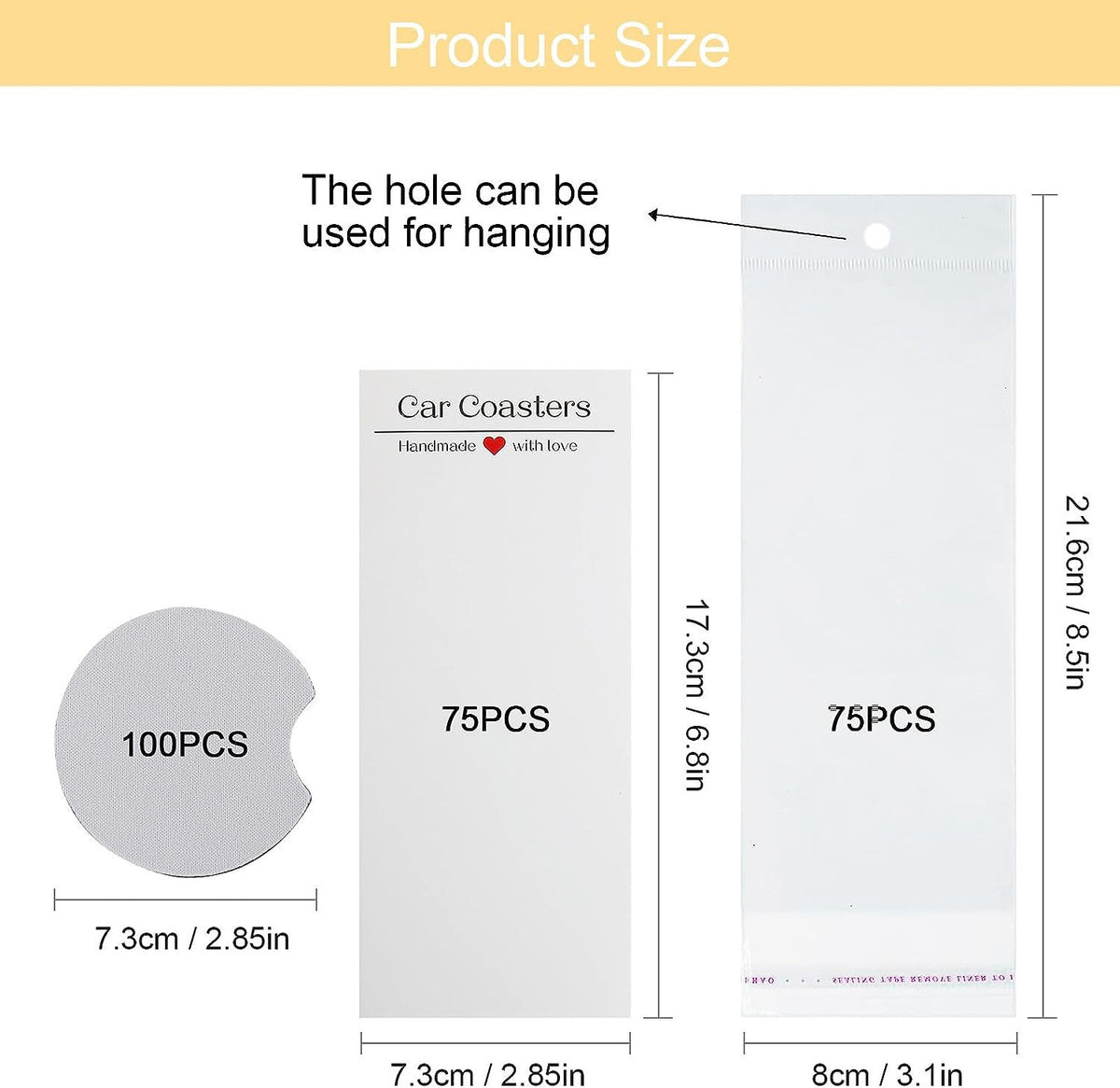 Sublimation Car Coaster Blanks Coaster Packaging for Heat Sublimation DIY Crafts