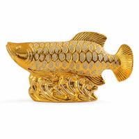 Fishing Ornament on Undulating Base Shiny Fishing Ornament Reflective Sculpture for TV Cabinet, Living Room, Office